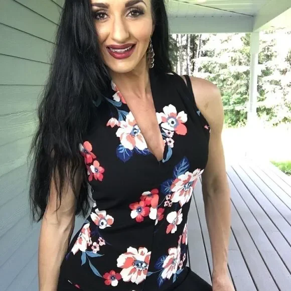 New SLEEVELESS TOP WITH A FLOWER PRINT black - Picture 3 of 7